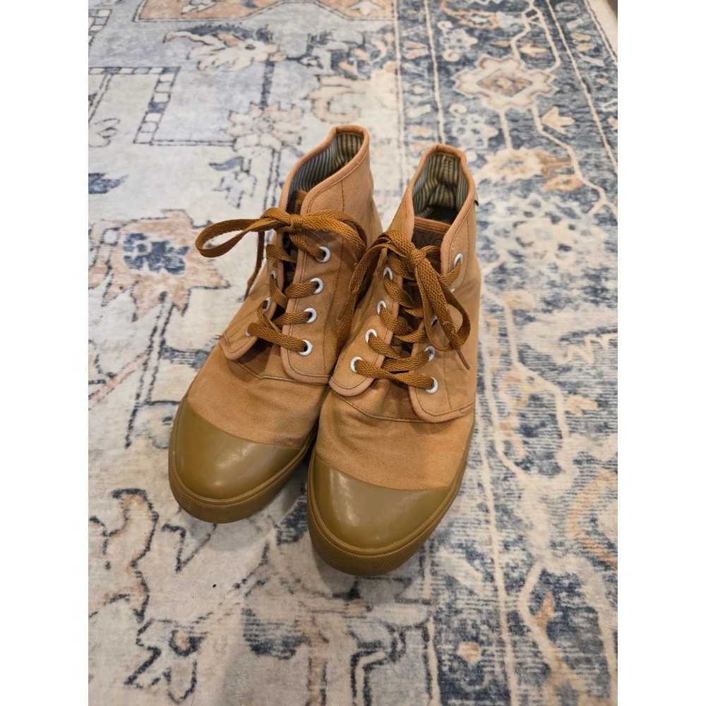 BANGS Unisex Women's 8.5 Mens 7 Canvas Tan Brown High Top Sneakers